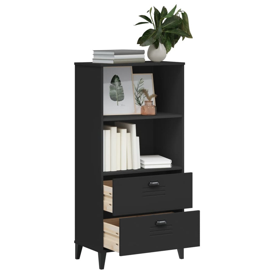 Boekenkast Viken 60X35X123 Cm Massief Grenenhout Zwart