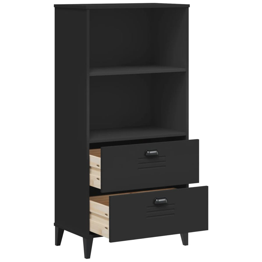 Boekenkast Viken 60X35X123 Cm Massief Grenenhout Zwart