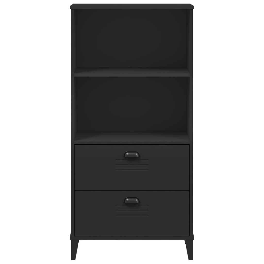 Boekenkast Viken 60X35X123 Cm Massief Grenenhout Zwart