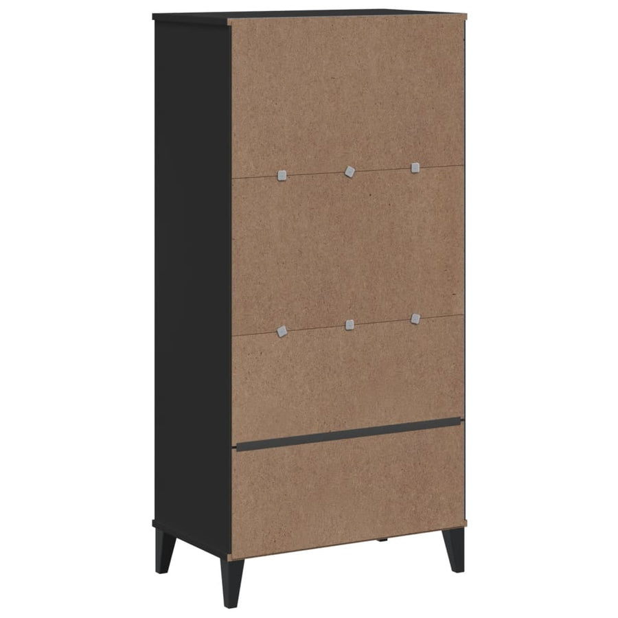 Boekenkast Viken 60X35X123 Cm Massief Grenenhout Zwart