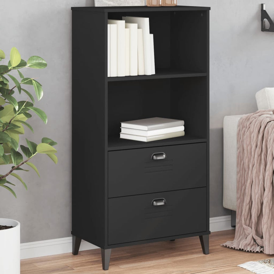 Boekenkast Viken 60X35X123 Cm Massief Grenenhout Zwart