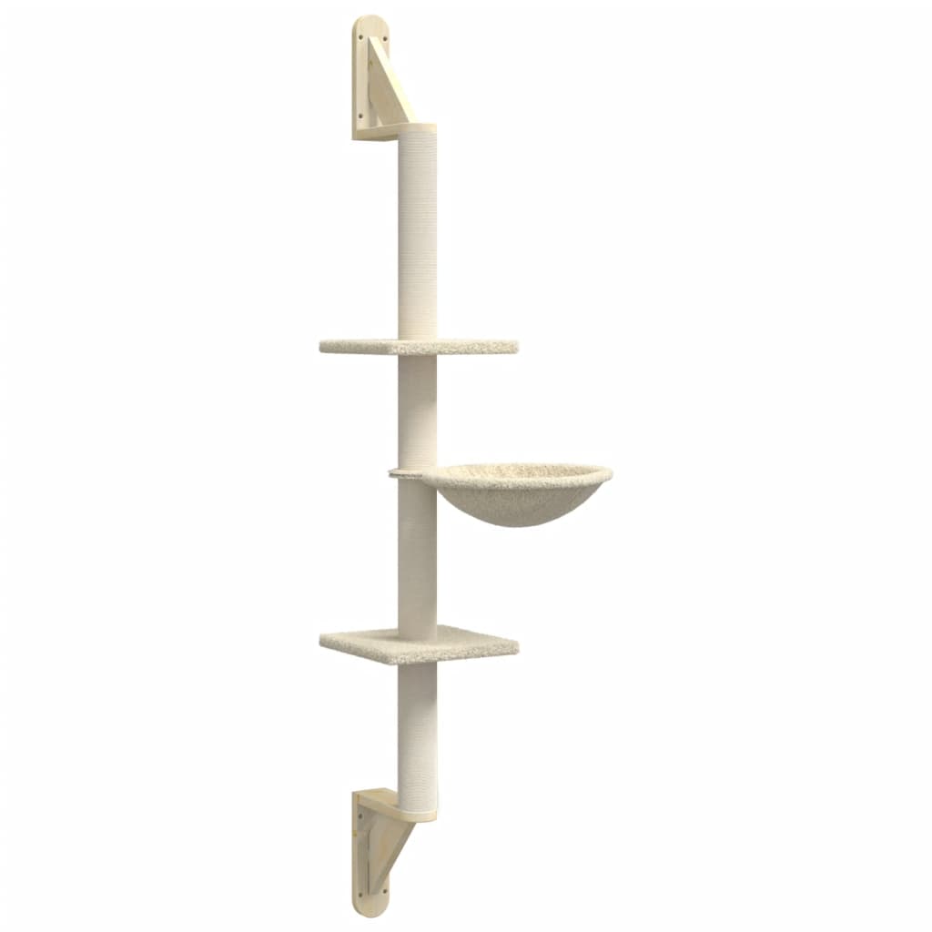 Kattenmeubel Wandgemonteerd Met Krabpaal 142,5 Cm Kleurig Crème