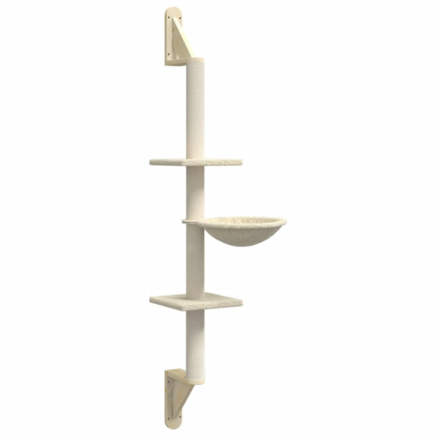 Kattenmeubel Wandgemonteerd Met Krabpaal 142,5 Cm Kleurig Crème