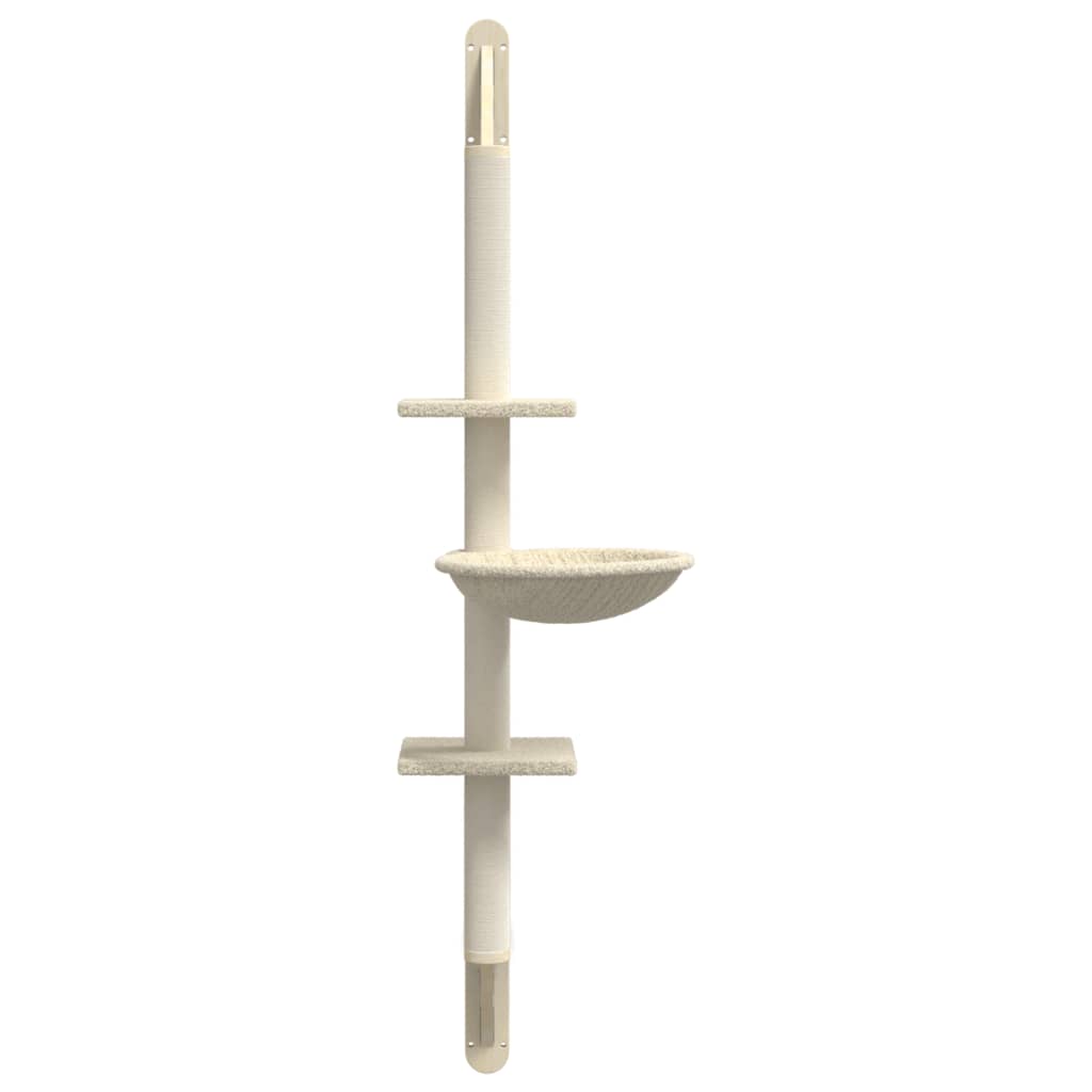 Kattenmeubel Wandgemonteerd Met Krabpaal 142,5 Cm Kleurig Crème