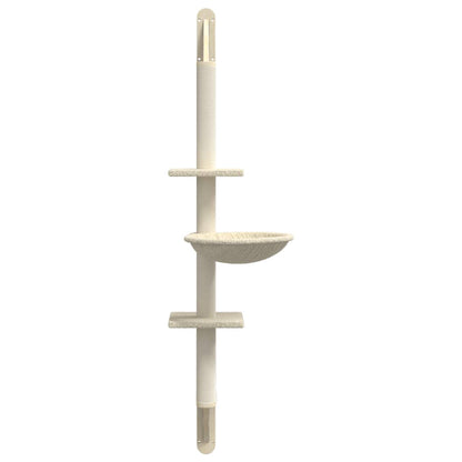 Kattenmeubel Wandgemonteerd Met Krabpaal 142,5 Cm Kleurig Crème