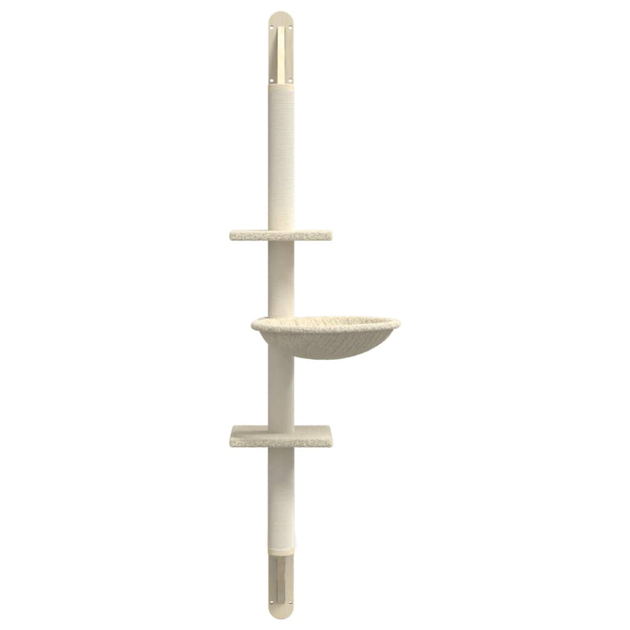 Kattenmeubel Wandgemonteerd Met Krabpaal 142,5 Cm Kleurig Crème