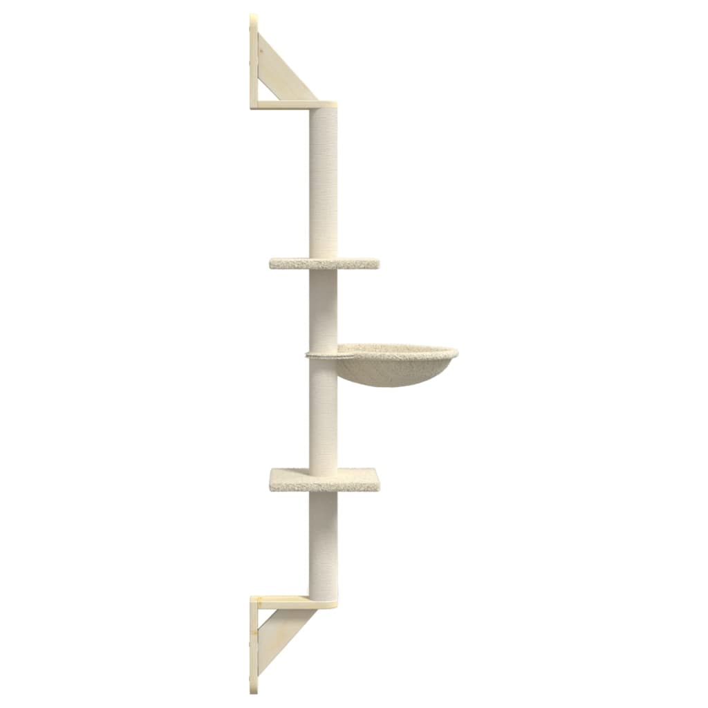 Kattenmeubel Wandgemonteerd Met Krabpaal 142,5 Cm Kleurig Crème