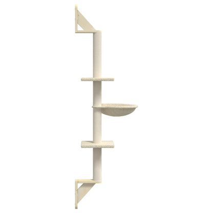 Kattenmeubel Wandgemonteerd Met Krabpaal 142,5 Cm Kleurig Crème