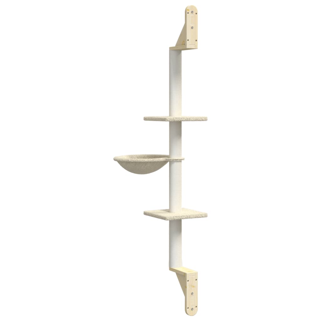 Kattenmeubel Wandgemonteerd Met Krabpaal 142,5 Cm Kleurig Crème