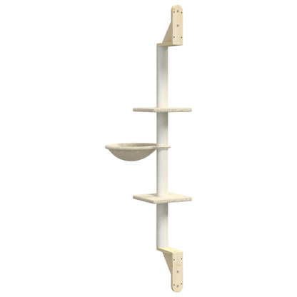 Kattenmeubel Wandgemonteerd Met Krabpaal 142,5 Cm Kleurig Crème
