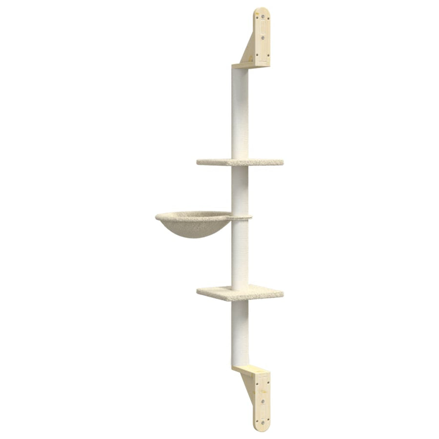 Kattenmeubel Wandgemonteerd Met Krabpaal 142,5 Cm Kleurig Crème