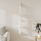 Kattenmeubel wandgemonteerd met krabpaal 142,5 cm crème