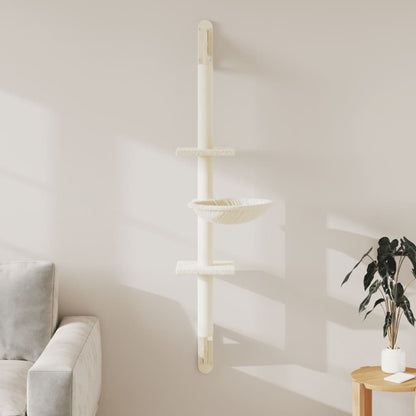Kattenmeubel Wandgemonteerd Met Krabpaal 142,5 Cm Kleurig Crème