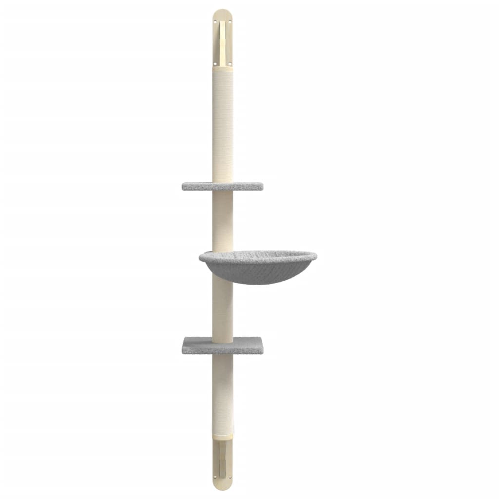 Kattenmeubel Wandgemonteerd Met Krabpaal 142,5 Cm Lichtgrijs