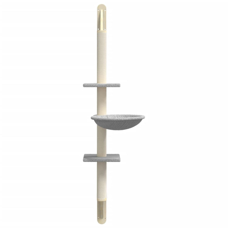 Kattenmeubel Wandgemonteerd Met Krabpaal 142,5 Cm Lichtgrijs