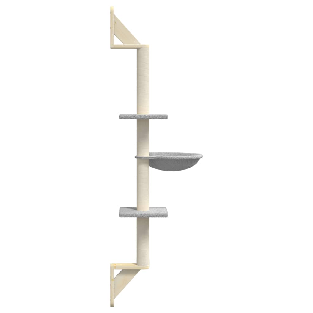 Kattenmeubel Wandgemonteerd Met Krabpaal 142,5 Cm Lichtgrijs