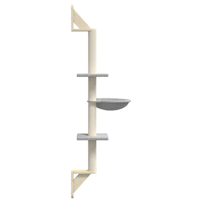 Kattenmeubel Wandgemonteerd Met Krabpaal 142,5 Cm Lichtgrijs
