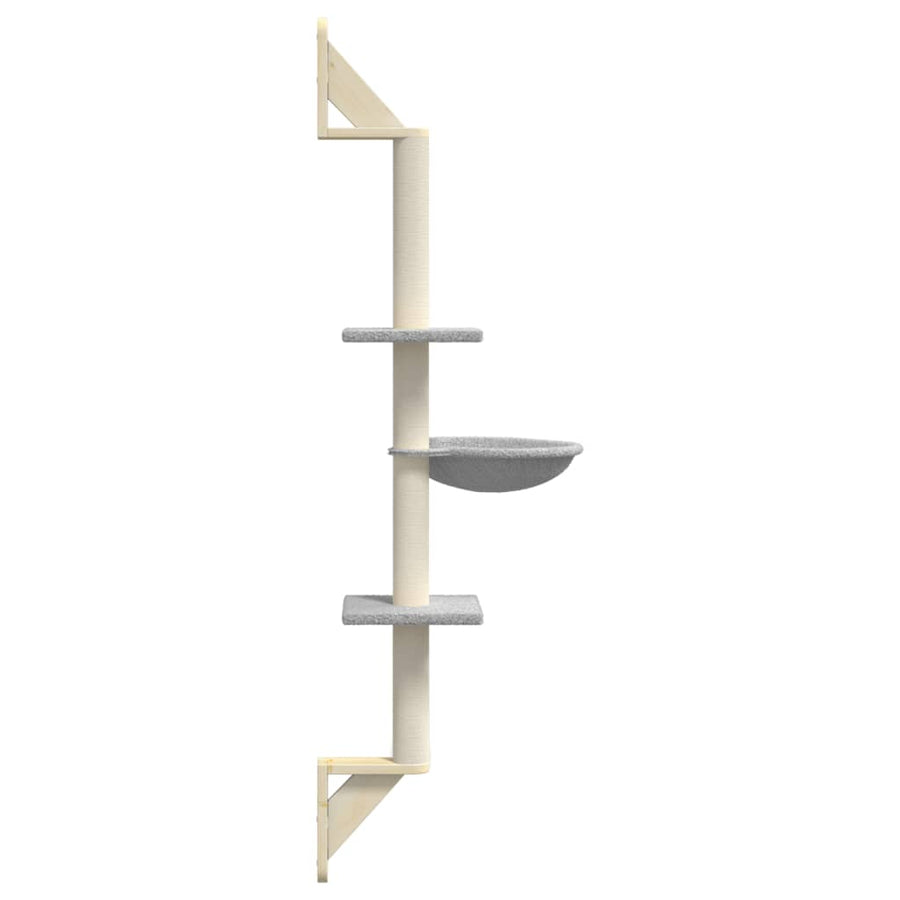 Kattenmeubel Wandgemonteerd Met Krabpaal 142,5 Cm Lichtgrijs