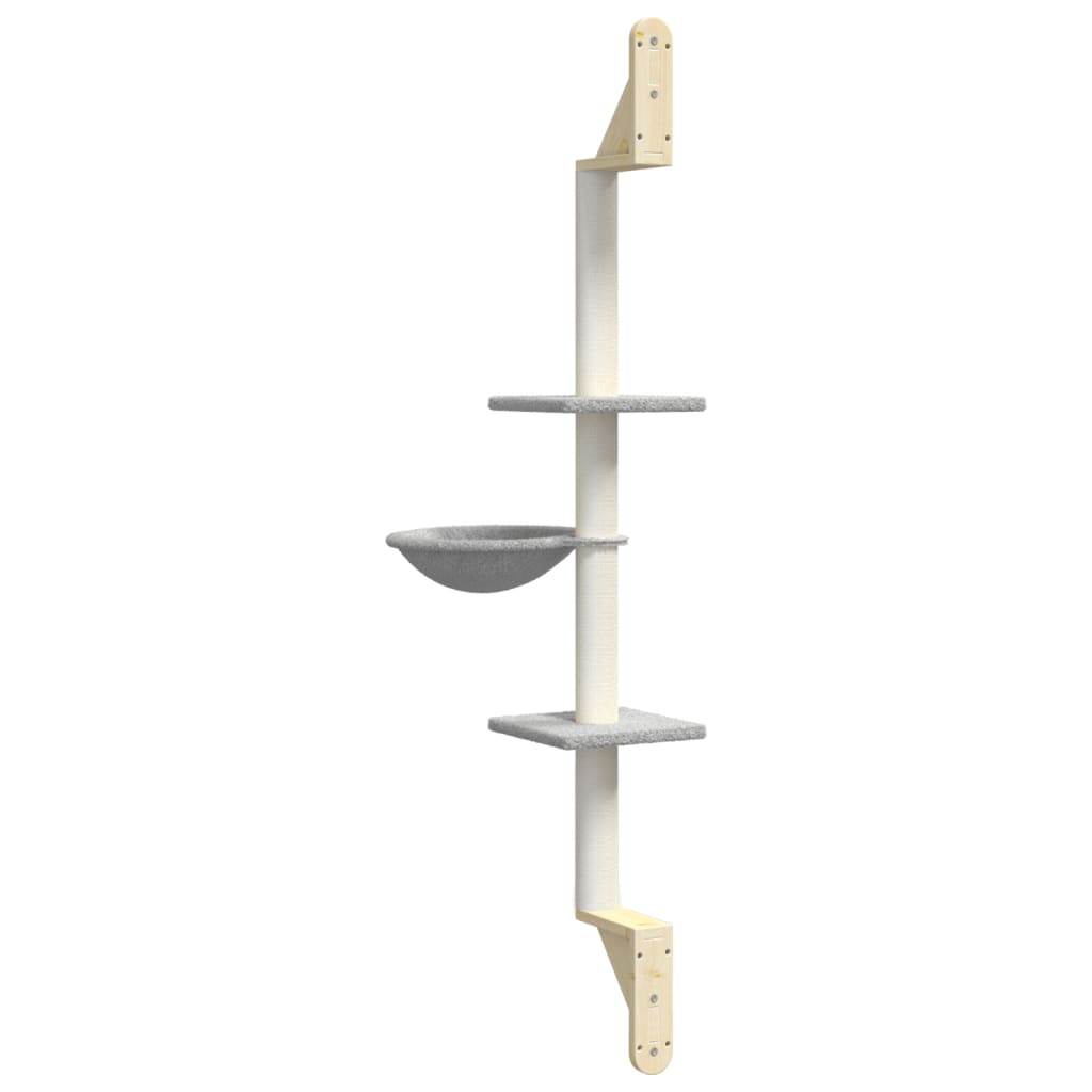 Kattenmeubel Wandgemonteerd Met Krabpaal 142,5 Cm Lichtgrijs