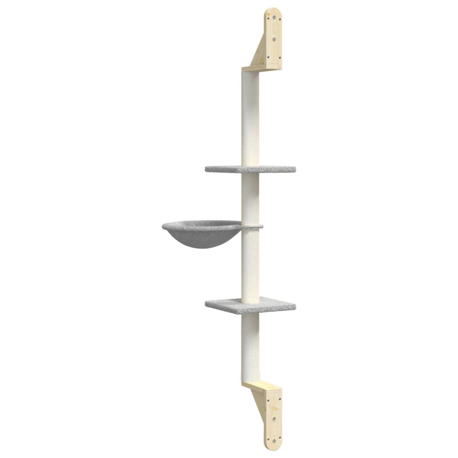 Kattenmeubel Wandgemonteerd Met Krabpaal 142,5 Cm Lichtgrijs