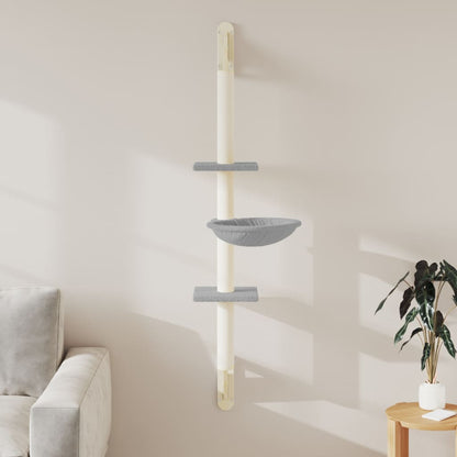 Kattenmeubel Wandgemonteerd Met Krabpaal 142,5 Cm Lichtgrijs