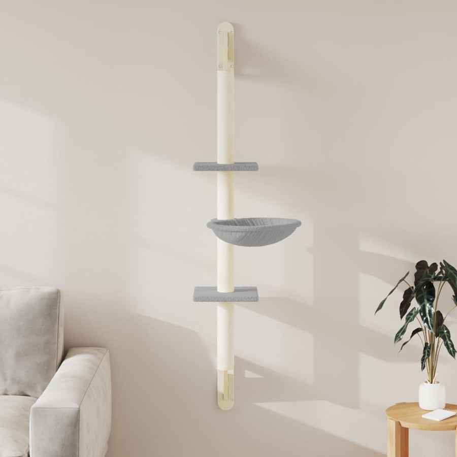 Kattenmeubel Wandgemonteerd Met Krabpaal 142,5 Cm Lichtgrijs