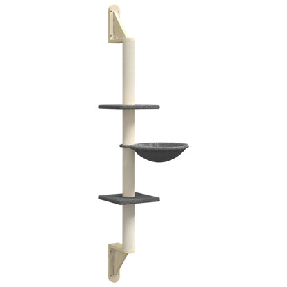 Kattenmeubel Wandgemonteerd Met Krabpaal 142,5 Cm Donkergrijs