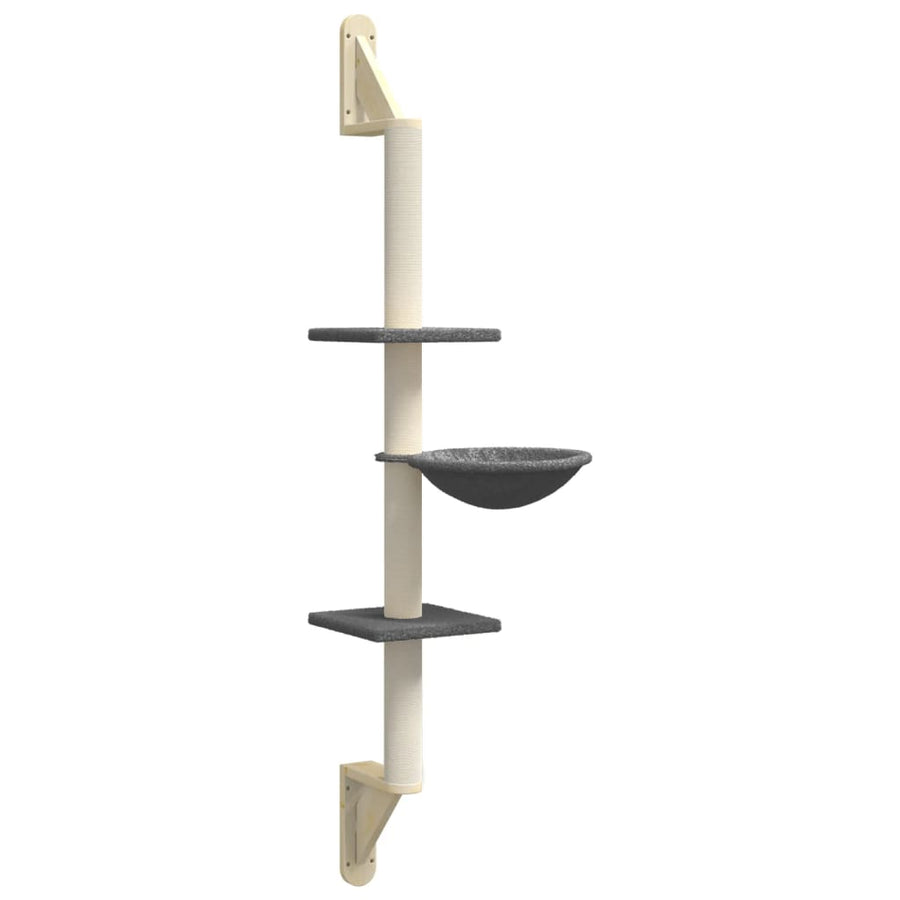 Kattenmeubel Wandgemonteerd Met Krabpaal 142,5 Cm Donkergrijs
