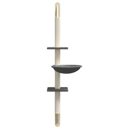 Kattenmeubel Wandgemonteerd Met Krabpaal 142,5 Cm Donkergrijs