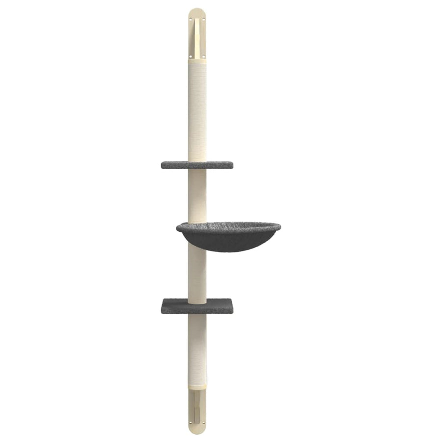 Kattenmeubel Wandgemonteerd Met Krabpaal 142,5 Cm Donkergrijs