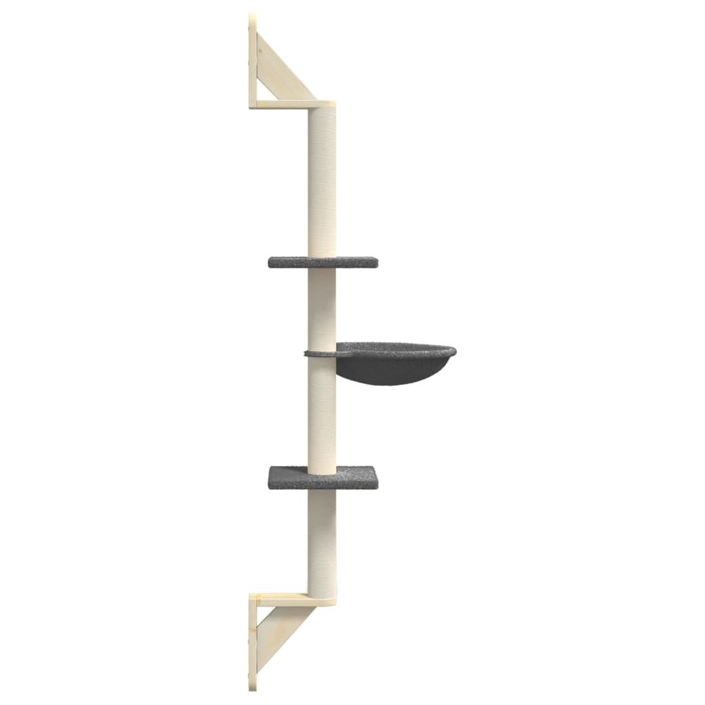 Kattenmeubel Wandgemonteerd Met Krabpaal 142,5 Cm Donkergrijs