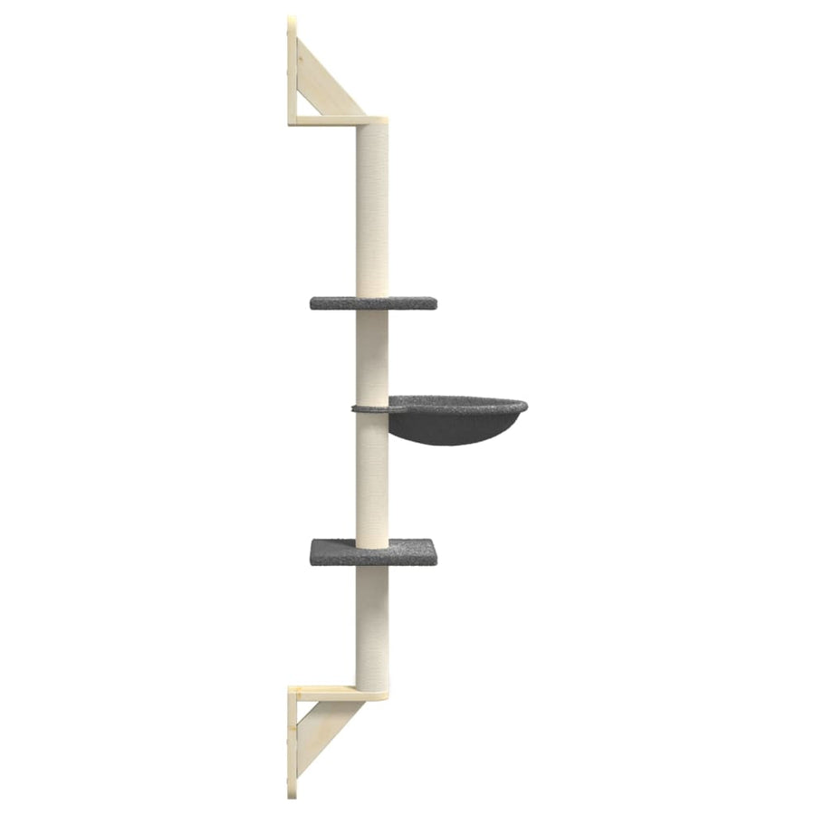 Kattenmeubel Wandgemonteerd Met Krabpaal 142,5 Cm Donkergrijs