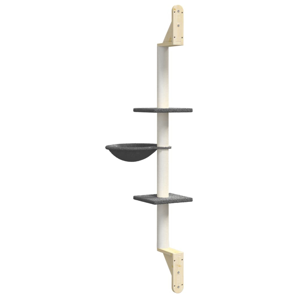 Kattenmeubel Wandgemonteerd Met Krabpaal 142,5 Cm Donkergrijs