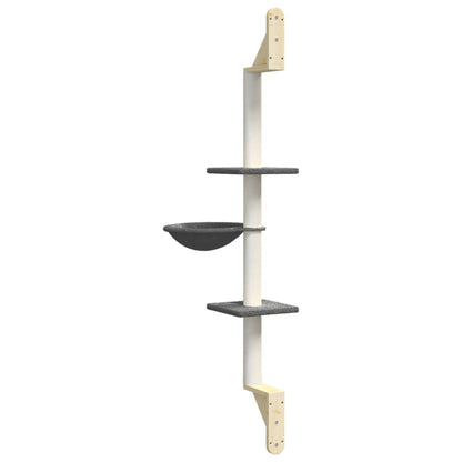 Kattenmeubel Wandgemonteerd Met Krabpaal 142,5 Cm Donkergrijs