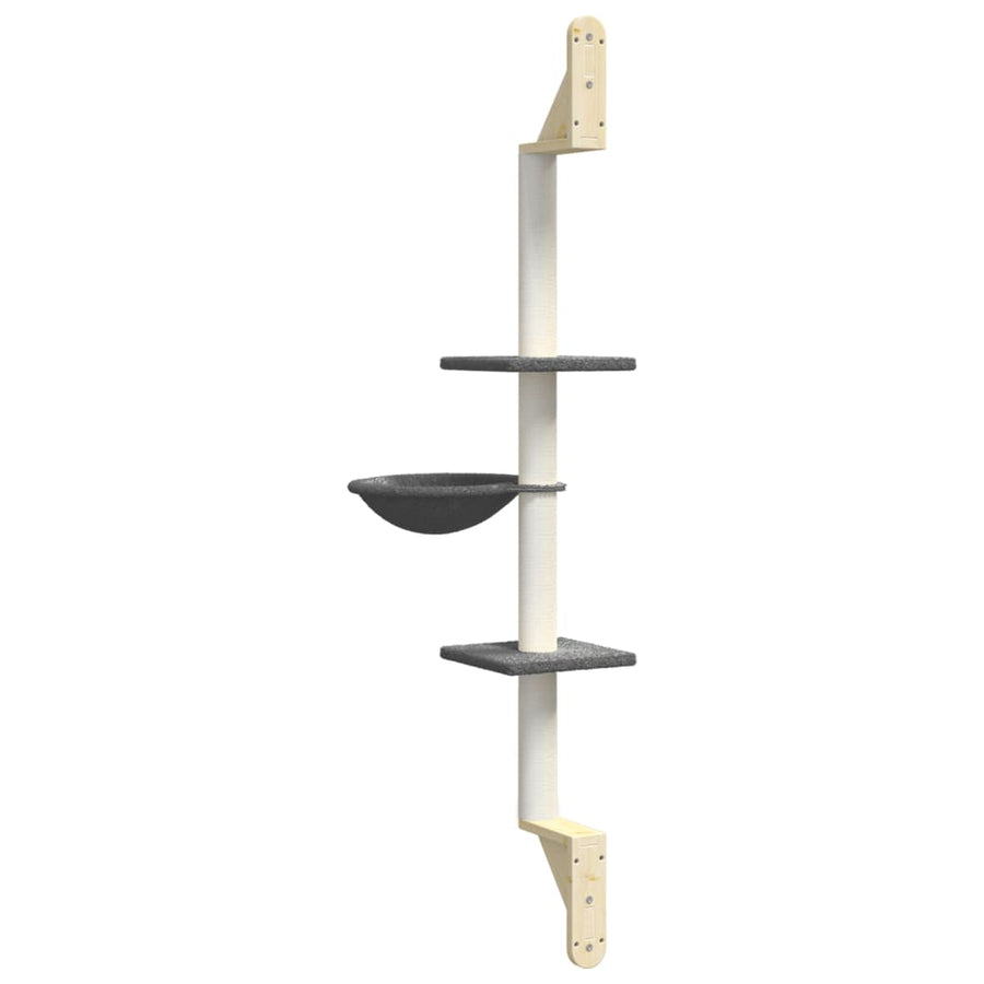 Kattenmeubel Wandgemonteerd Met Krabpaal 142,5 Cm Donkergrijs