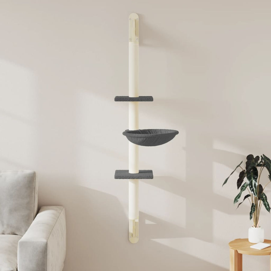 Kattenmeubel Wandgemonteerd Met Krabpaal 142,5 Cm Donkergrijs