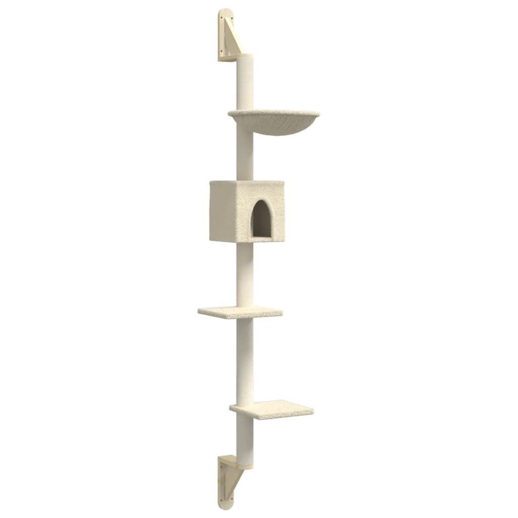 Kattenmeubel Wandgemonteerd Met Krabpaal 187 Cm Kleurig Crème