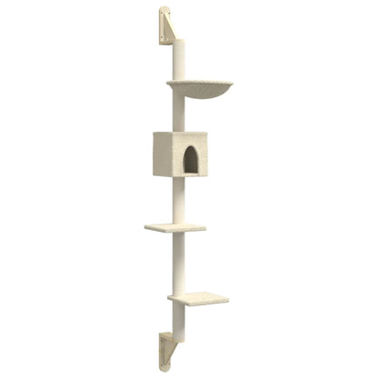 Kattenmeubel Wandgemonteerd Met Krabpaal 187 Cm Kleurig Crème