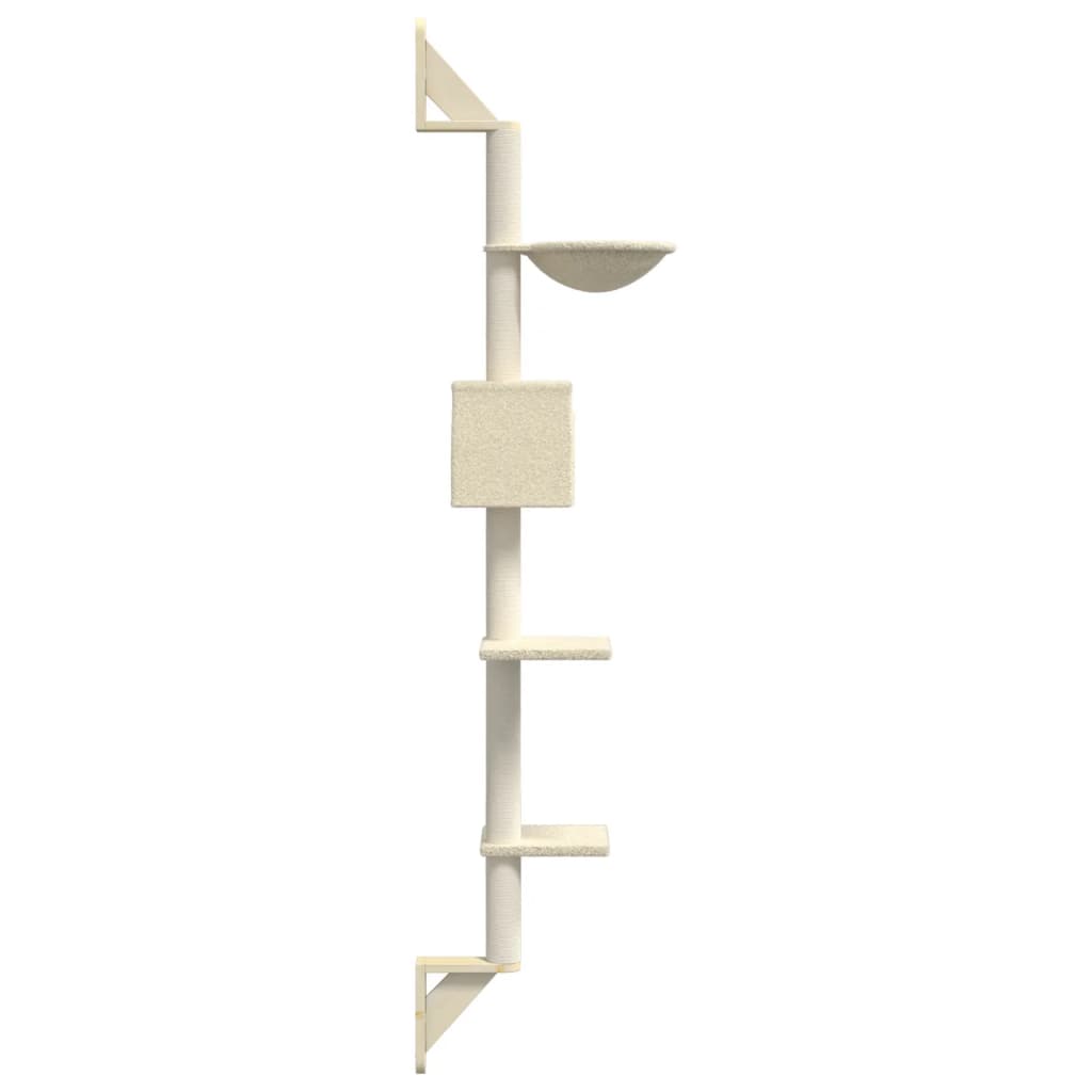 Kattenmeubel Wandgemonteerd Met Krabpaal 187 Cm Kleurig Crème