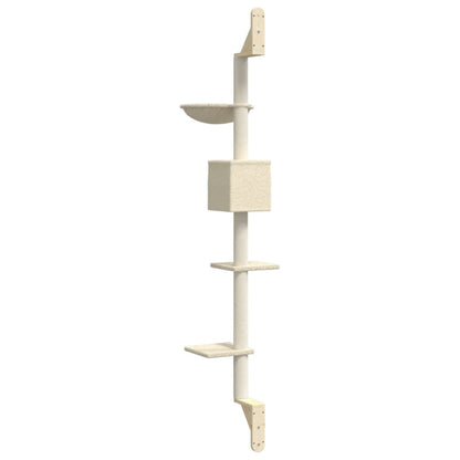 Kattenmeubel Wandgemonteerd Met Krabpaal 187 Cm Kleurig Crème