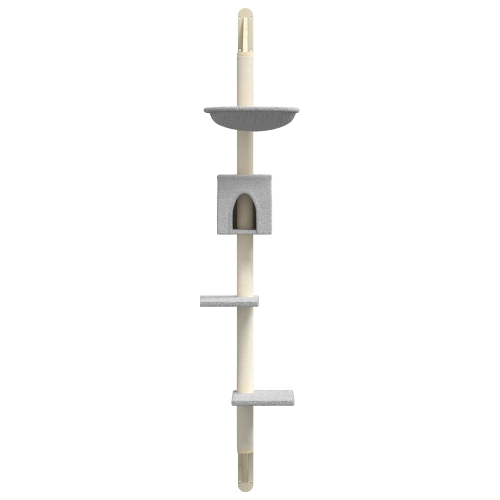 Kattenmeubel Wandgemonteerd Met Krabpaal 187 Cm Lichtgrijs