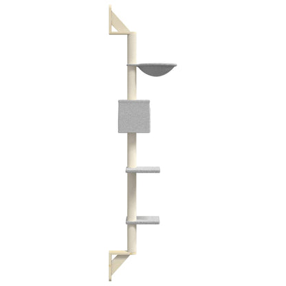 Kattenmeubel Wandgemonteerd Met Krabpaal 187 Cm Lichtgrijs