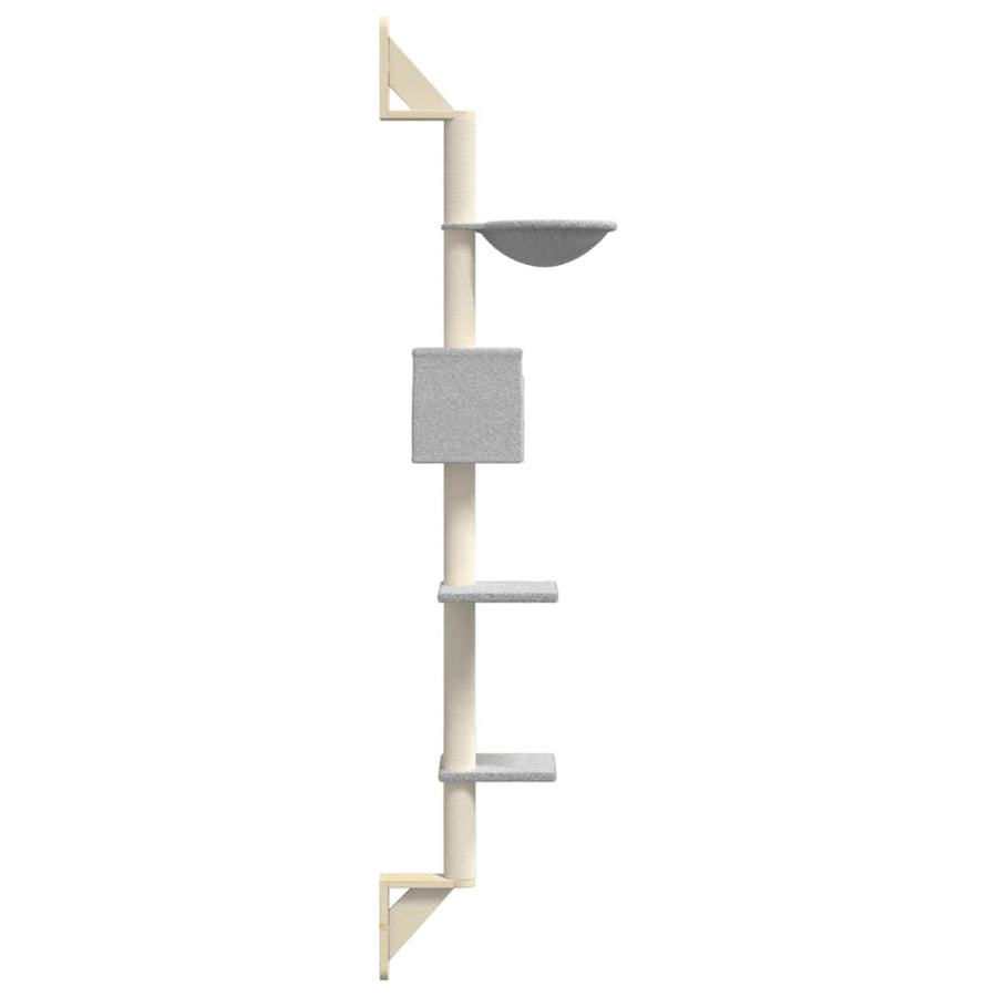 Kattenmeubel Wandgemonteerd Met Krabpaal 187 Cm Lichtgrijs