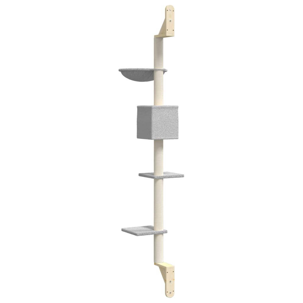 Kattenmeubel Wandgemonteerd Met Krabpaal 187 Cm Lichtgrijs