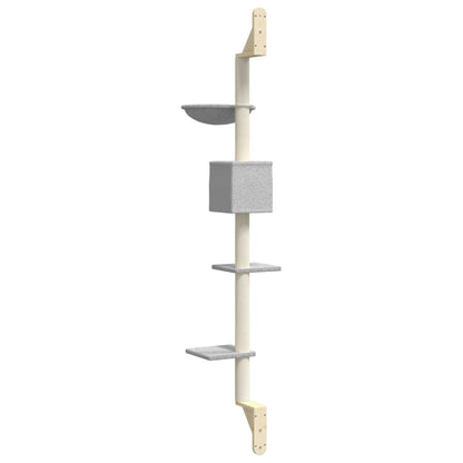Kattenmeubel Wandgemonteerd Met Krabpaal 187 Cm Lichtgrijs
