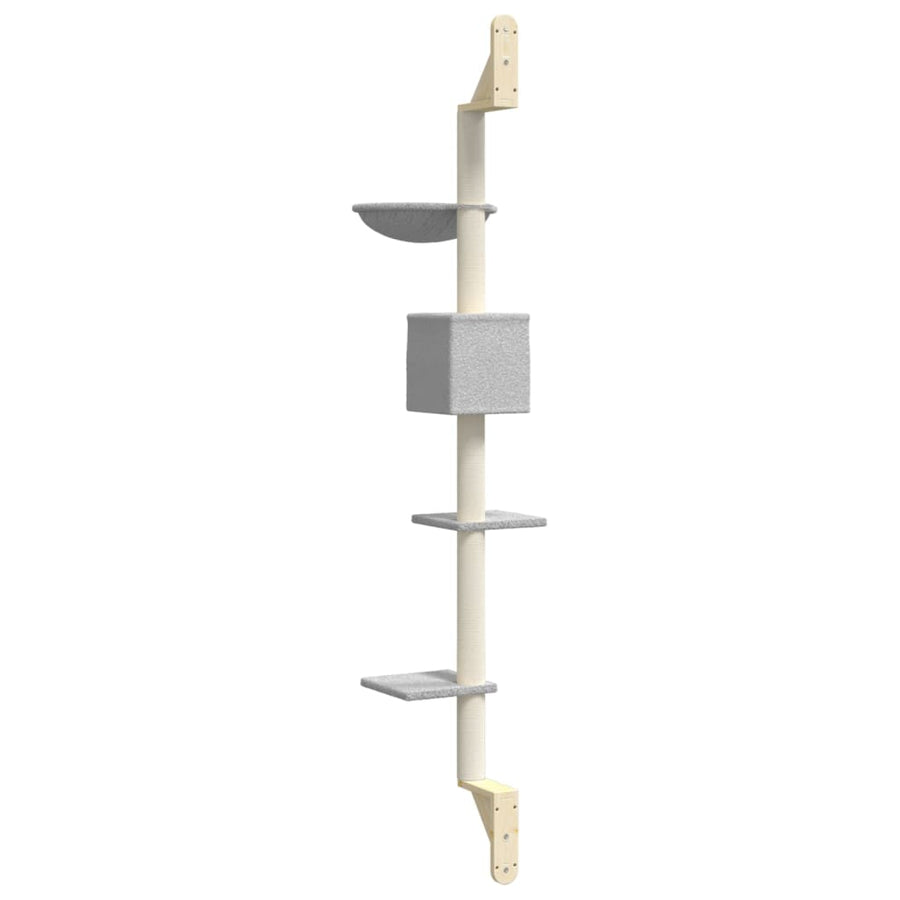 Kattenmeubel Wandgemonteerd Met Krabpaal 187 Cm Lichtgrijs