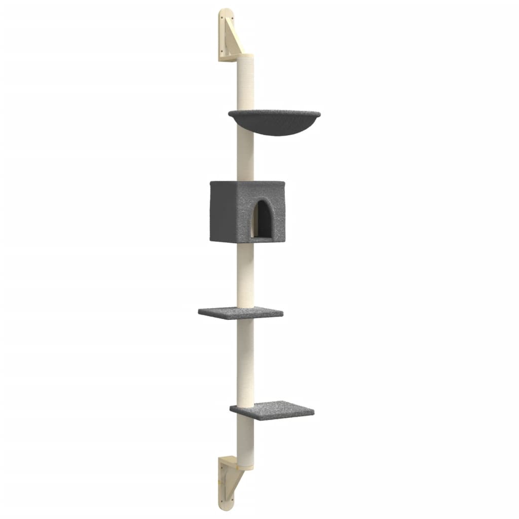 Kattenmeubel Wandgemonteerd Met Krabpaal 187 Cm Donkergrijs
