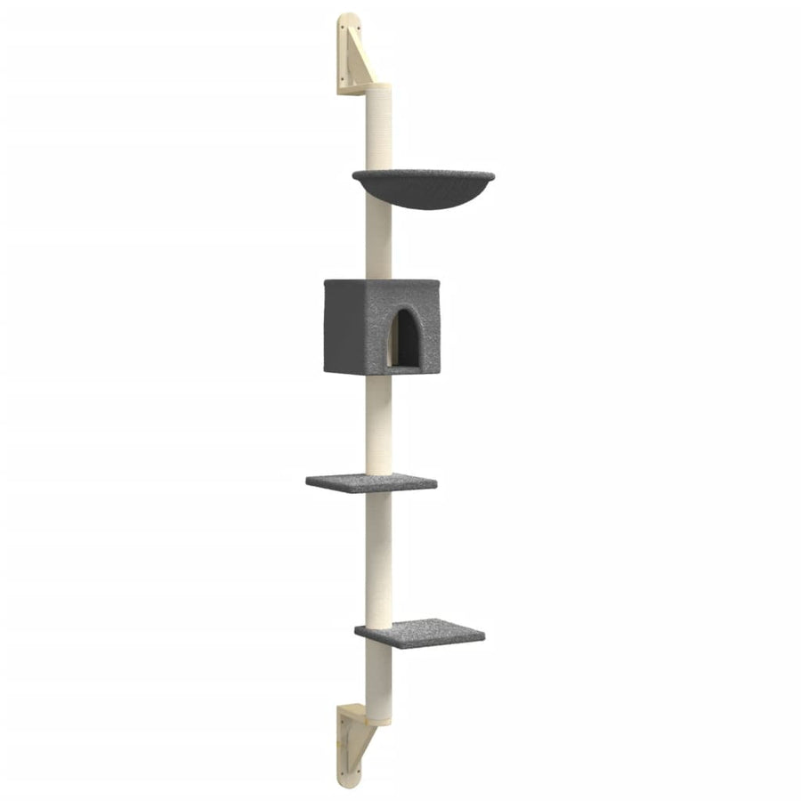 Kattenmeubel Wandgemonteerd Met Krabpaal 187 Cm Donkergrijs