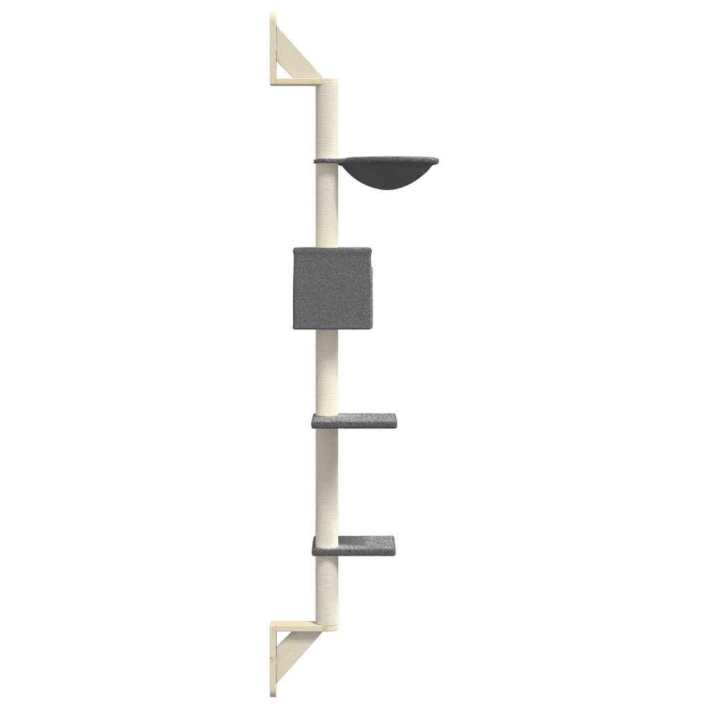 Kattenmeubel Wandgemonteerd Met Krabpaal 187 Cm Donkergrijs