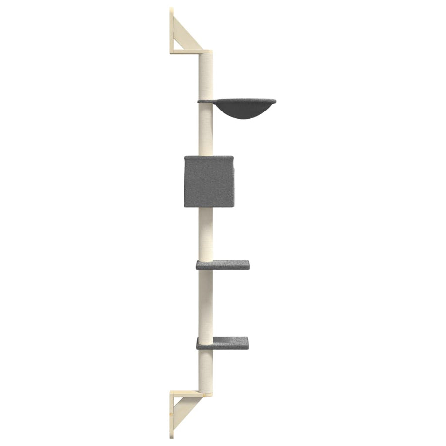Kattenmeubel Wandgemonteerd Met Krabpaal 187 Cm Donkergrijs